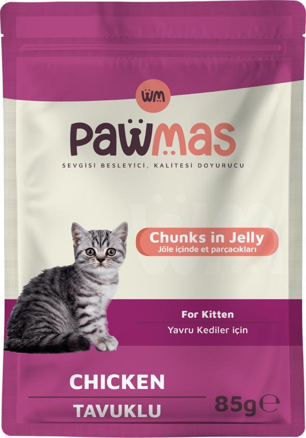Pawmas Pouch Tavuklu Yavru Kedi Yaş Mama 85Gr - Image 1