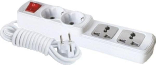 F198B – 2+2 Anahtarlı Universal Grup Priz 3 Metre | Orta Uzunlukta Anahtarlı Pratik Priz - Image 1