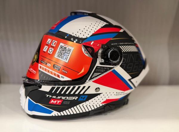 KASK MT THUNDER 4 SV LUMİNENCE A7 MAT BEYAZ/MAVİ - Image 1
