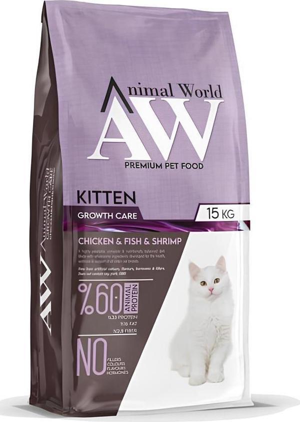 Animal World Kitten Tavuk – Balık ve Karidesli Yavru Kedi Maması 15 kg - Image 1