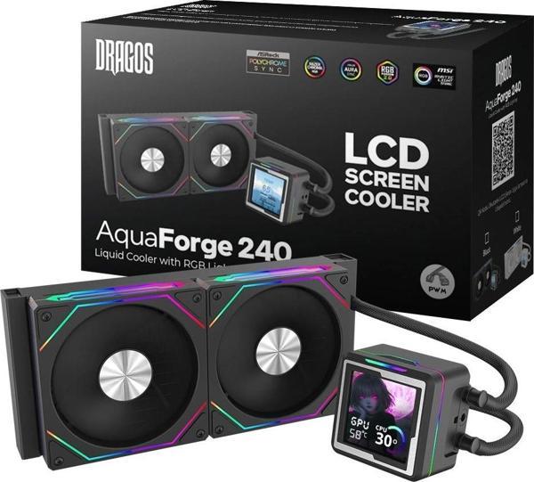 Dragos AquaForge 240 Black ARGB LCD 240mm Intel-AMD Uyumlu Sıvı Soğutucu - Image 1