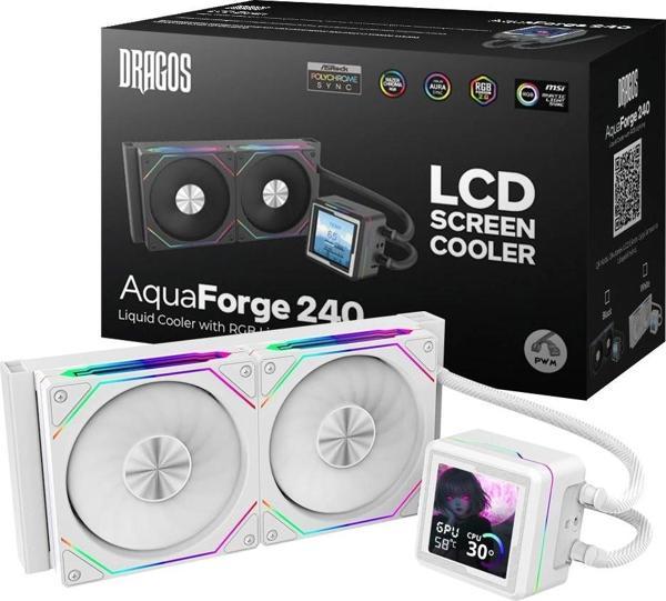 Dragos AquaForge 240 White ARGB LCD 240mm Intel-AMD Uyumlu Sıvı Soğutucu - Image 1