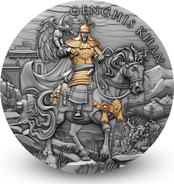  AgaKulche Cengiz Han Altın Kaplama Gümüş Sikke Coin - Image 1