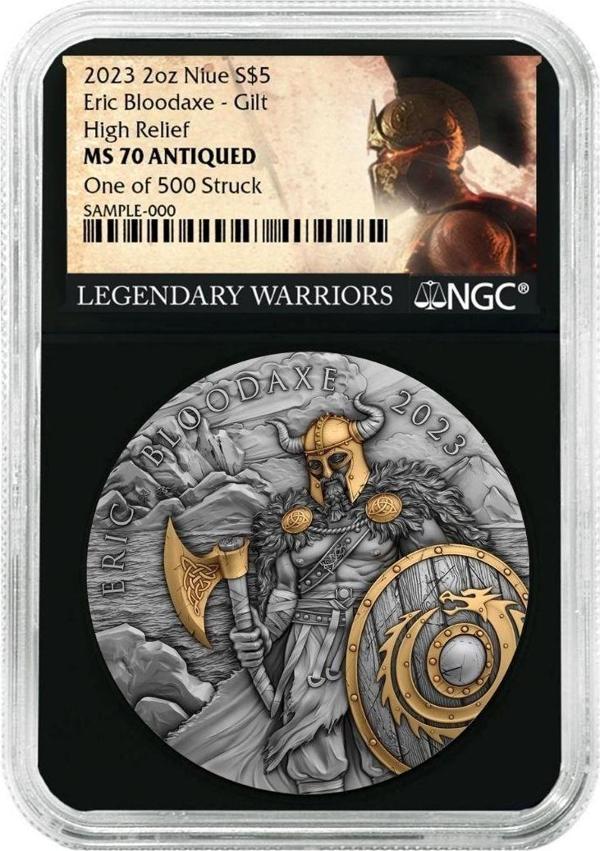 AgaKulche Eric Kanlı Balta Altın Kaplama NGC Sertifikalı Gümüş Sikke Coin - Image 1
