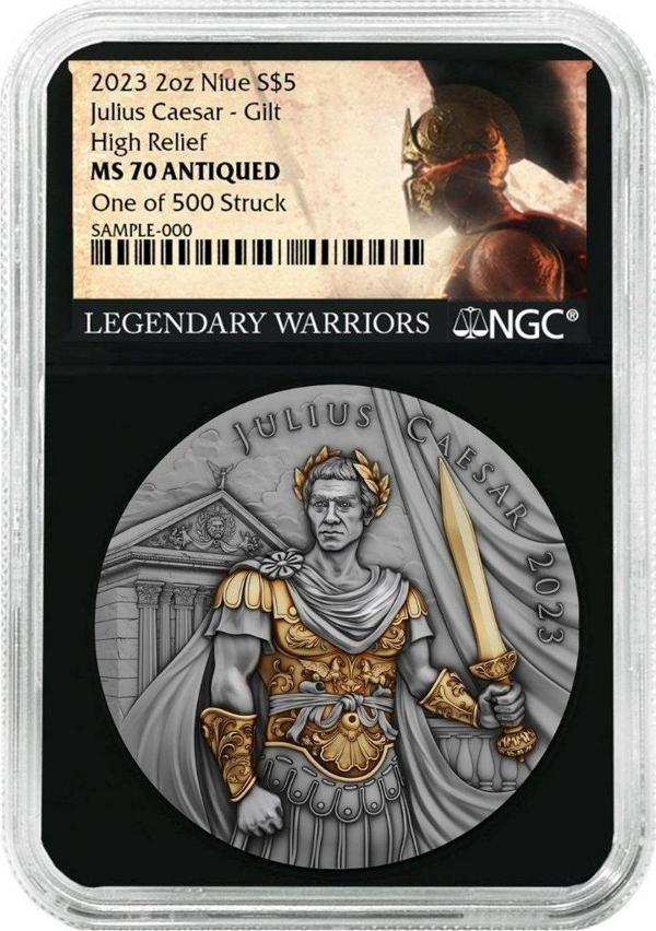 AgaKulche Julius Sezar Altın Kaplama NGC Sertifikalı Gümüş Sikke Coin - Image 1