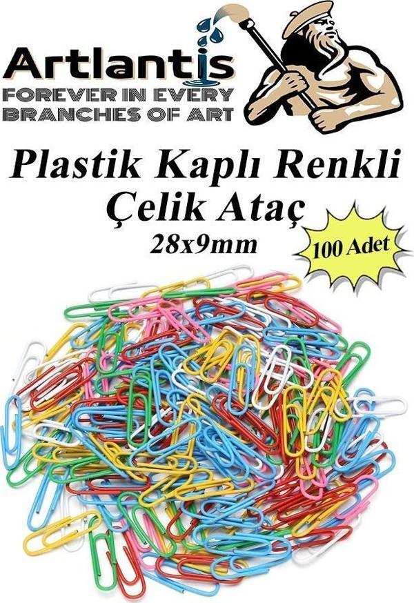 Ataç Renkli Metal Plastik Kaplama 100 Adet Orta Boy 1 Paket Ataş Okul Ofis Belge Düzenleme Paslanmaz Kaplamalı - Image 1