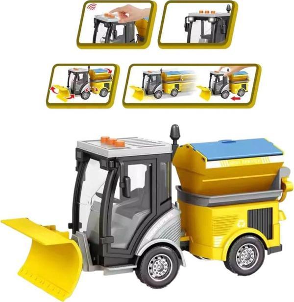 Pilli Sürtmeli Sesli Işıklı Yol Temizlik Aracı 20 cm - Kar Temizleme Aracı - Image 1