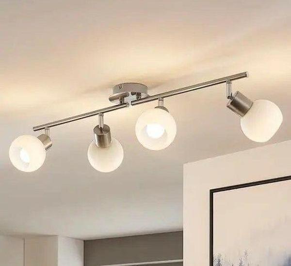 Rsylight Modern İnox Kaplama 180 Derece Hareketli Beyaz Opal Camlı Dekoratif Tavan Plofyoner Avize - Image 1