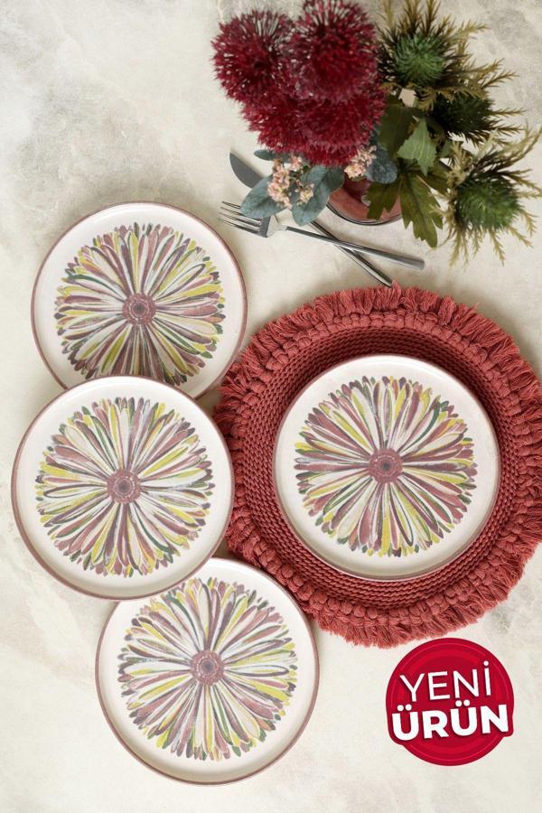 Keramika Serene Flower Nordıc Pasta Tabağı 22 Cm 4 Adet 22983 - Image 1