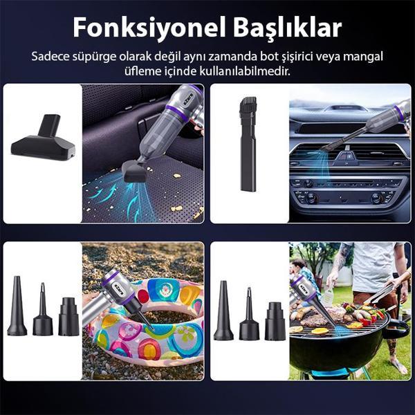 EZERE 16000pa Güçlü Portatif Tasinabilir Vakumlu Kablosuz Üflemeli Mini Araç Süpürgesi - Image 1