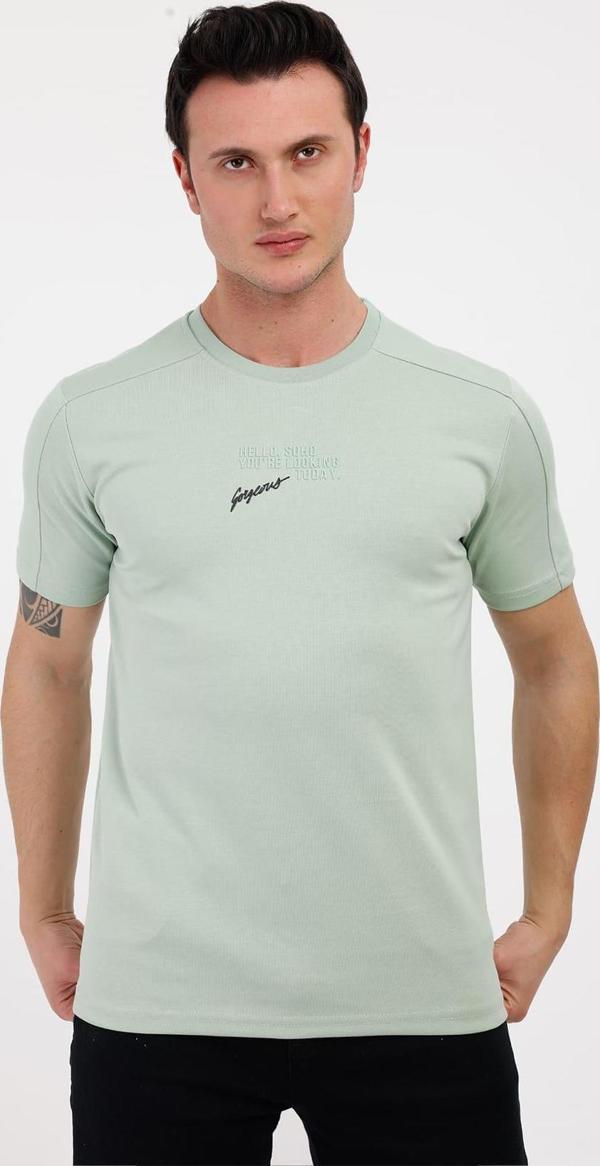 GORGEOUS Bisiklet Yaka Pamuklu Tişört - Açık Yeşil - Image 1