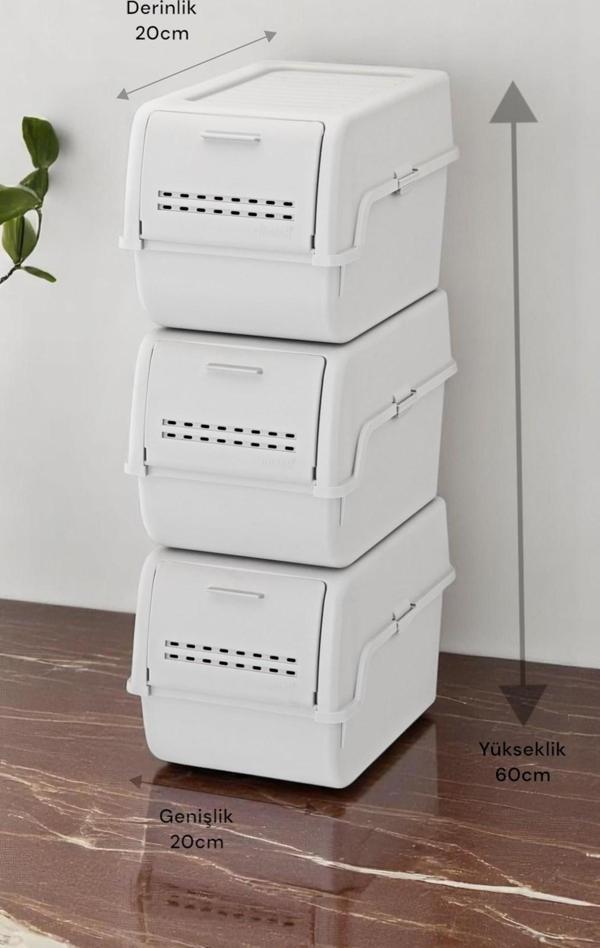  Motek MT-40 S-Box 8 Litre 3'lü Çok Amaçlı Organizer Düzenleyici Gri ( 3*8Litre ) - Image 1