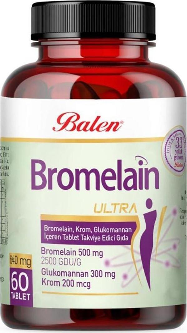 Bromelaın Ultra Bromelaın, Krom, Glukomannan Tablet 640 Mg 60 - Image 1