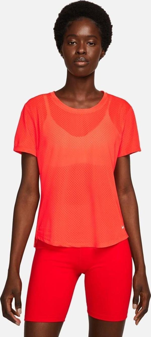 Nike Dri Fit One Breathe Training T-shirt Kadın File Spor Tişört Kırmızı - Image 1