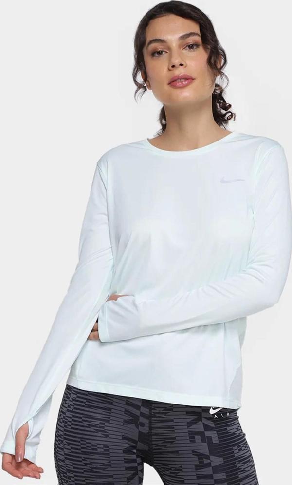 Nike Dri Fit Miler Sweatshirt Sırt Panelli Uzun Kollu Koşu Antrenman Üstü Beyaz - Image 1
