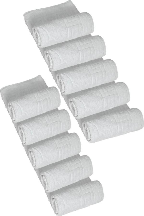 10 lu Otel Ayak Havlusu Bukle Ayak İzli 50x70 Cm Beyaz 12/1 Avs 200 Gr - Image 1