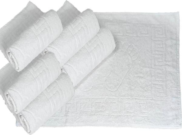 5 li Otel Ayak Havlusu Bukle Ayak İzli 50x70 Cm Beyaz 12/1 Avs 200 Gr - Image 1