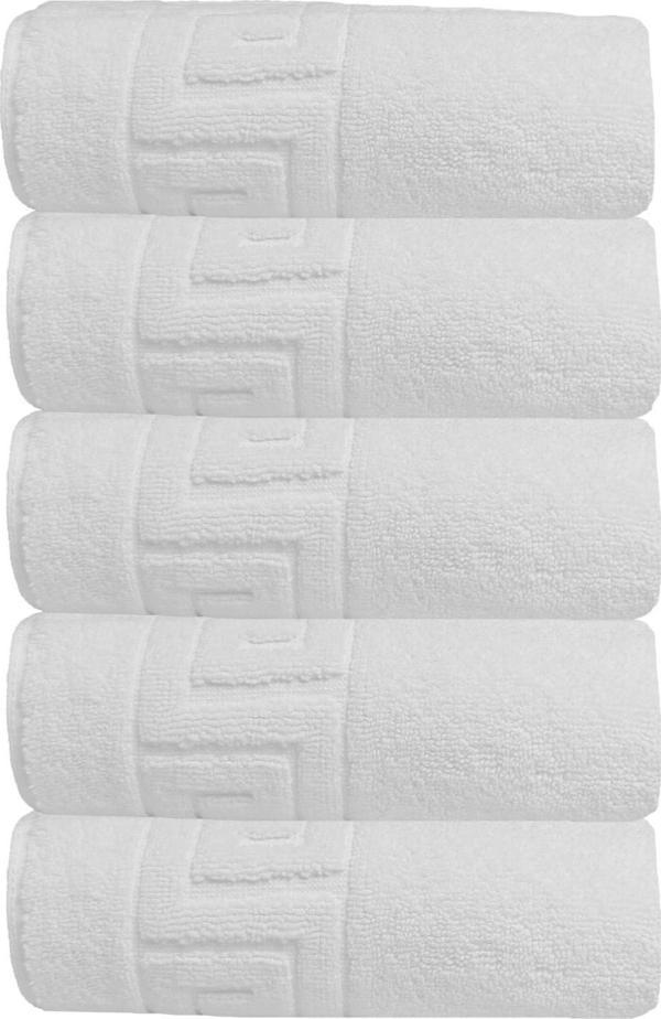 5 li Otel Ayak Havlusu Bukle Ayak İzli 50x70 Cm Beyaz 20/2 Ring 250 Gr - Image 1