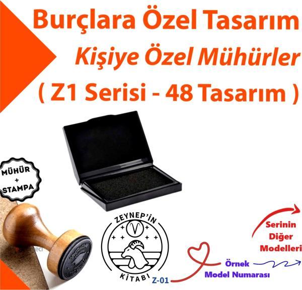 Burçlara Özel Tasarım Mühür, Burç Temalı Kaşe, Hediyelik Burçlu Damgalar Z1 Serisi - Image 1