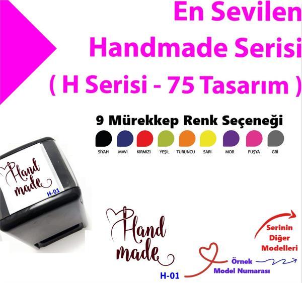 Handmade, El Yapımı, With Love Yazılı Kaşeler, Renkli Otomatik Kaşe, Butik Firmalara Kaşeler H Serisi - Image 1