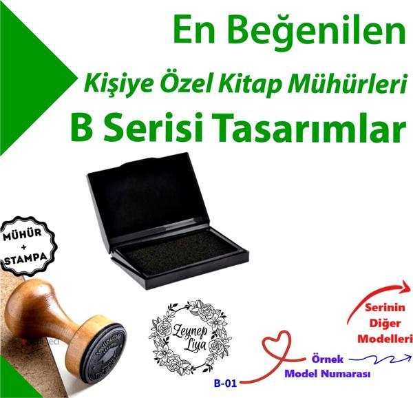 Kitap Mührü, Kitap Kaşesi, Kişiye Özel Hediyelik Mühür, İsimli Mühür B Serisi (100 Model) - Image 1