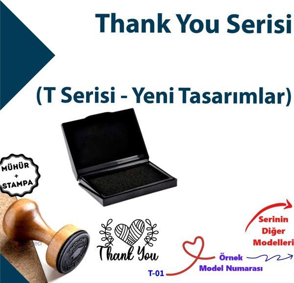 Teşekkür Yazılı Mühür, Thank You Tasarımlı Damga, Hediyelik Butik Firma Mühürleri T Serisi - Image 1