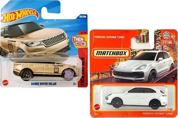 2 Araç Set - Matchbox Porsche Cayenne Turbo & Hot Wheels Range Rover Velar (1/64) - Image 1