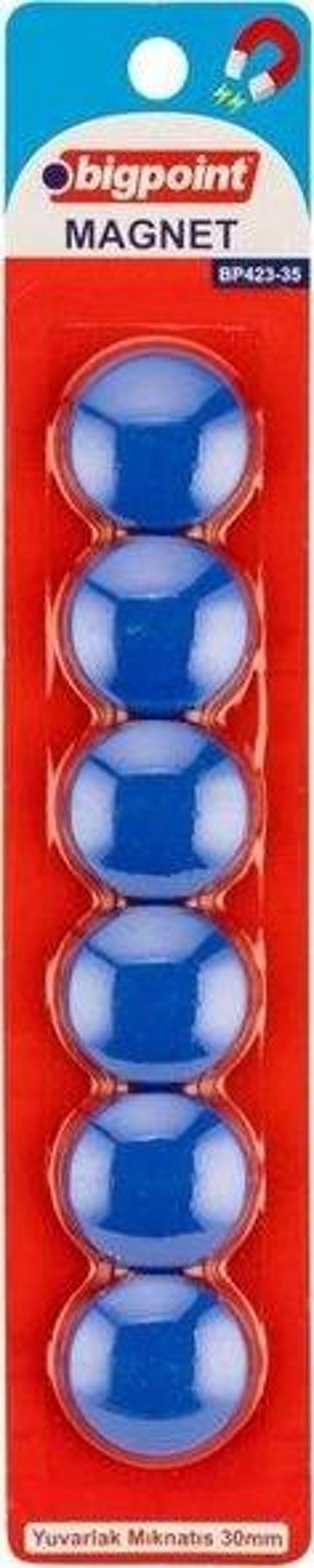 Bigpoint 423-35 Magnet 30mm (Mıknatıs) Mavi 6'lı Blister - Image 1