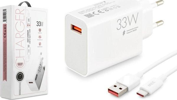 Anka Cep Telefonu Aksesuarları Xiaomi Mi 5 Pro Uyumlu Sg37 33W Turbo Type C Şarj Aleti Seti Kafa + Kablo - Image 1