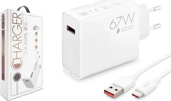 Anka Cep Telefonu Aksesuarları Redmi Note 10S Uyumlu Sg51 67 Watt Hızlı Turbo Şarj Seti Kafa + Kablo - Image 1