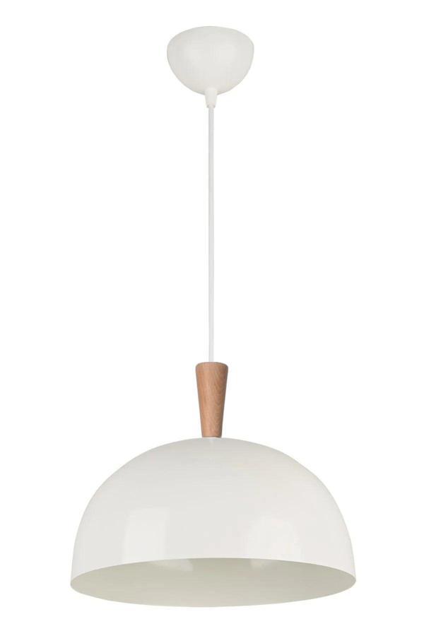 Neo Modern Tasarım Ahşap Detaylı Metal Cafe - Mutfak  Beyaz Renk Tekli Avize (28 CM) - Image 1