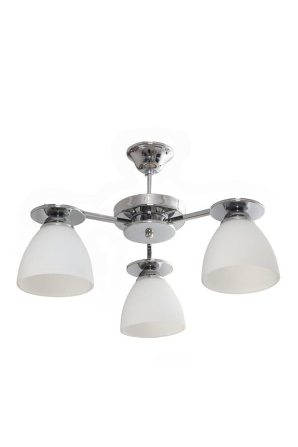 Topaç Modern Salon - Mutfak - Yatak Odası Camlı Krom 3 Lü Avize - Image 1