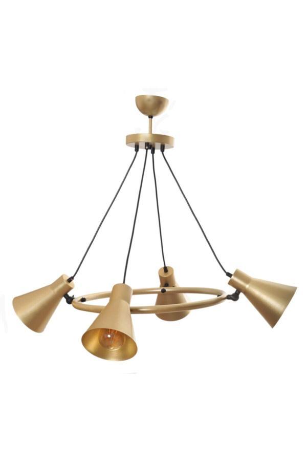 Rüzgar 4 Lü Salon - Mutfak - Cafe Retro Rustik Mafsallı Gold Metal Avize - Image 1