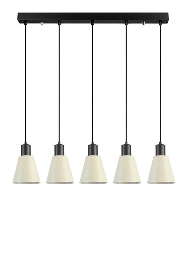 Trend Modern Tasarım Metal Cafe Mutfak Salon Krem Renk Sıralı 5 Li Avize - Image 1