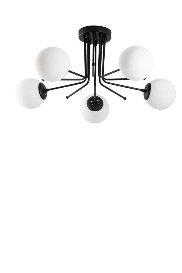 Daisy 5 Li Modern Tasarım-rustik-salon-mutfak-yatak Odası - Glop Camlı Siyah Avize - Image 1