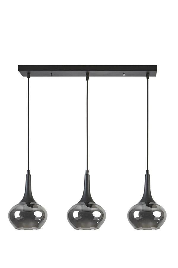 Nero Modern Tasarım Cafe Mutfak Salon Füme Camlı Sıralı 3 Lü Avize - Image 1