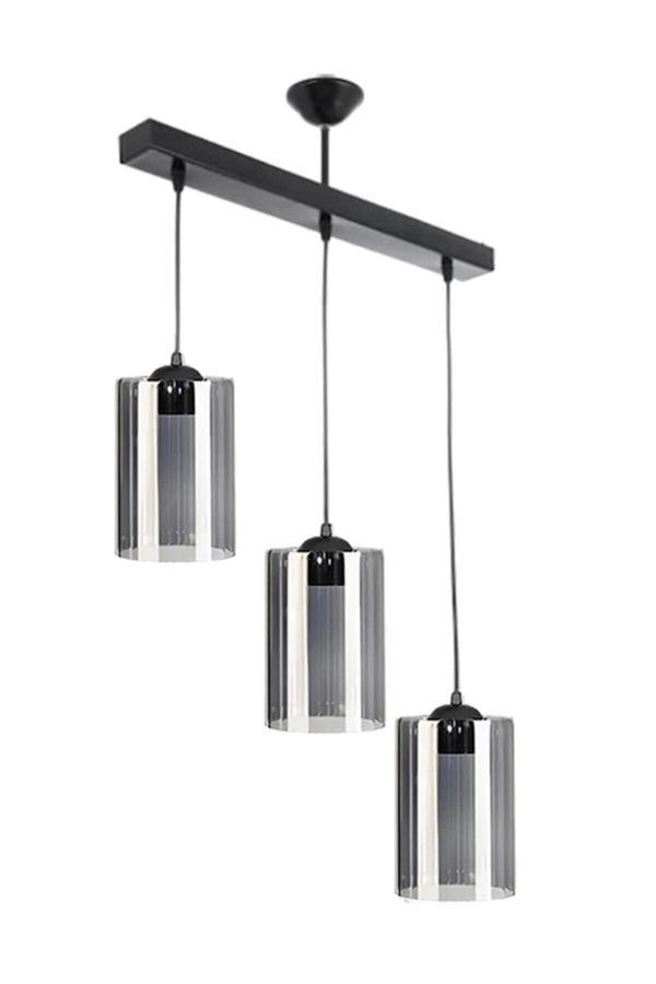 Lion 3 Lü Salon - Mutfak - Yatak Odası Modern Füme Camlı Sıralı Sarkıt Avize - Image 1