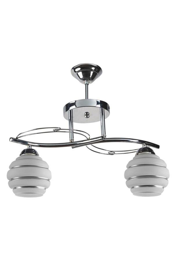 Salon - Mutfak - Yatak Odası Modern Kristal Taşlı Krom Ikili Avize - Image 1