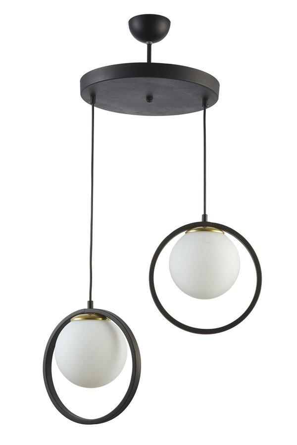 Nina Modern Salon - Mutfak - Yatak Odası Metal Halkalı Kapalı Camlı Ikili Avize - Image 1