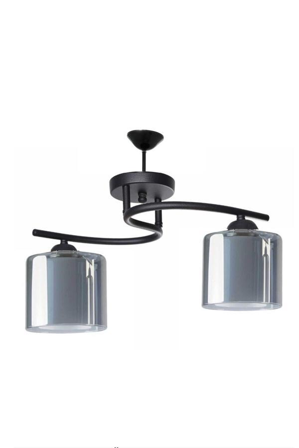 Fuji Salon - Mutfak - Yatak Odası Siyah Modern Füme Çift Camlı Ikili Avize - Image 1