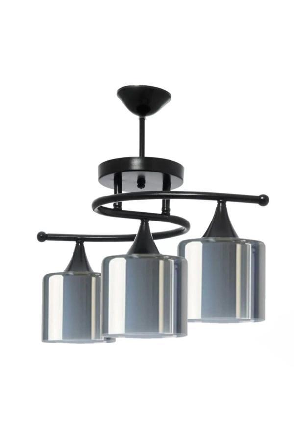Fuji Salon - Mutfak - Yatak Odası Siyah Modern Füme Çift Camlı Üçlü Avize - Image 1