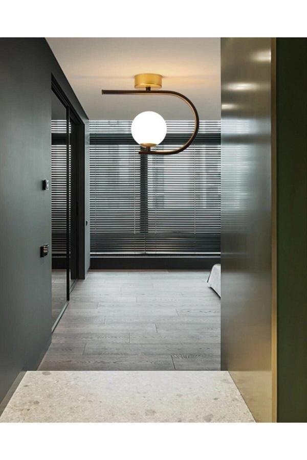 Alina Modern Salon - Mutfak - Yatak Odası Metal Tekli Plafonyer Siyah Tekli Avize - Image 1