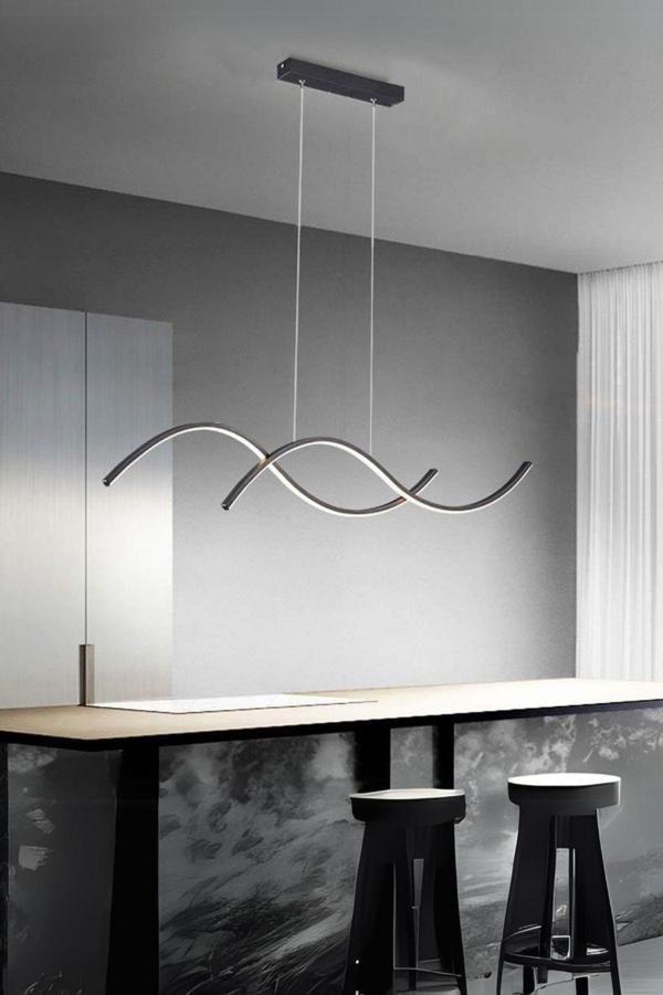 Monica Modern Tasarım Salon Yatak Odası Siyah Mutfak Yemek Masası Üstü Beyaz Ledli 2 Li Led Avize - Image 1