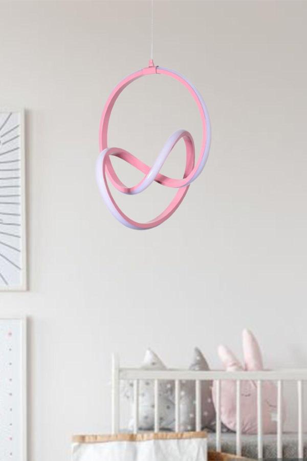 Anka Modern Tasarım Çocuk Bebek Odası - Salon - Mutfak Pembe Renk Beyaz Ledli Tekli Led Avize - Image 1