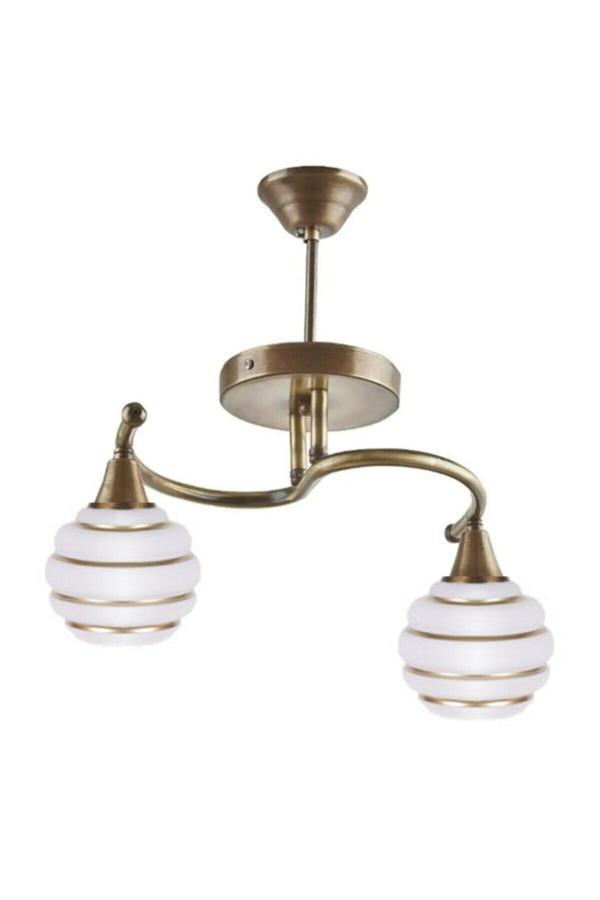 Salon - Mutfak - Yatak Odası Rustik Eskitme Modern Gold Desenli Ikili Avize - Image 1