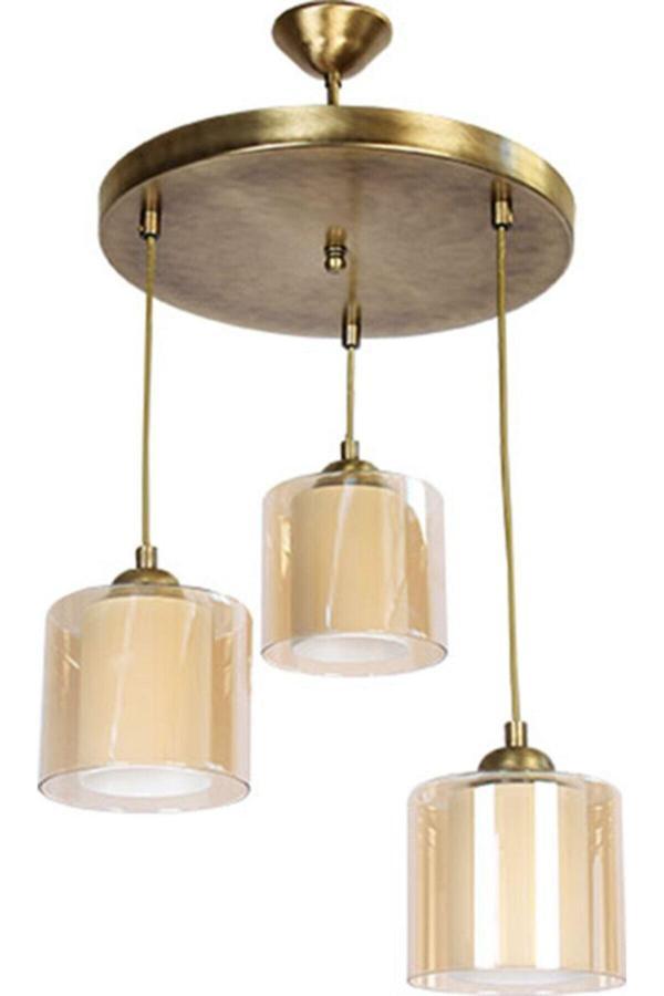 Retro Eskitme Bal Çift Camlı Üçlü Avize Sarkıt Avize - Image 1