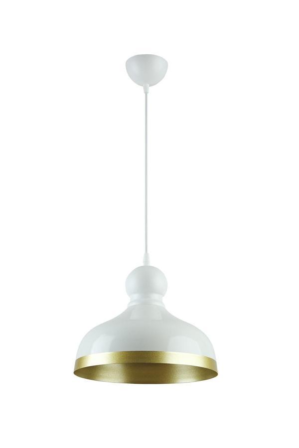 Alis Özel Tasarım Modern Salon - Mutfak - Cafe Beyaz Içi Gold Tekli Sarkıt Avize - Image 1