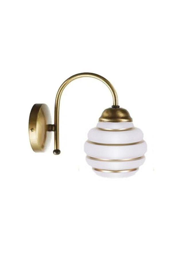 Retro Salon - Mutfak - Yatak Odası Rustik Beyaz Gold Camlı Aplik - Image 1