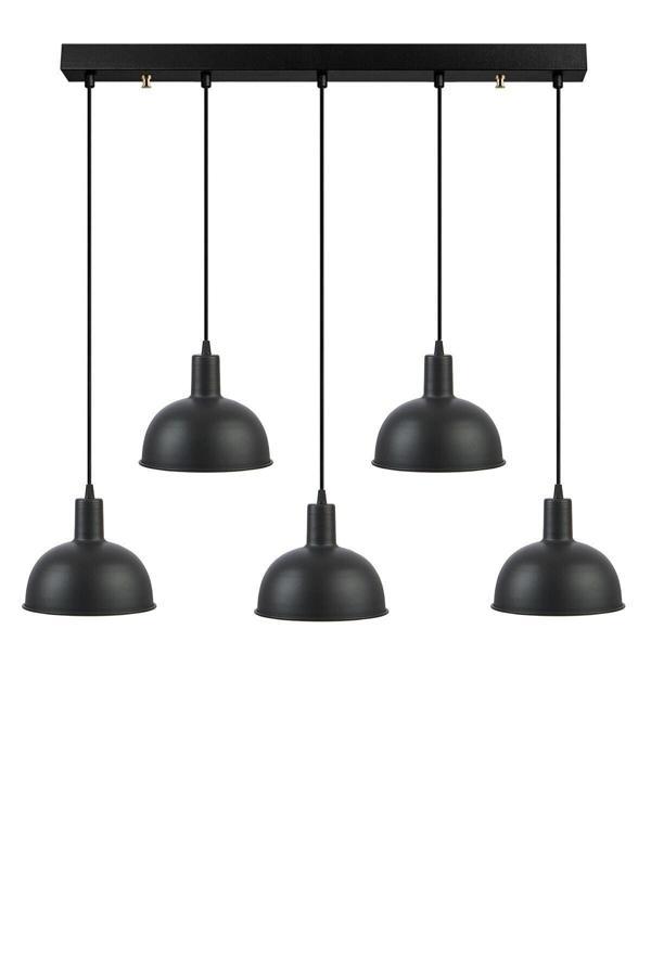 Marley Modern Tasarım Metal Cafe Mutfak Salon Siyah Renk Sıralı 5 Li Avize - Image 1