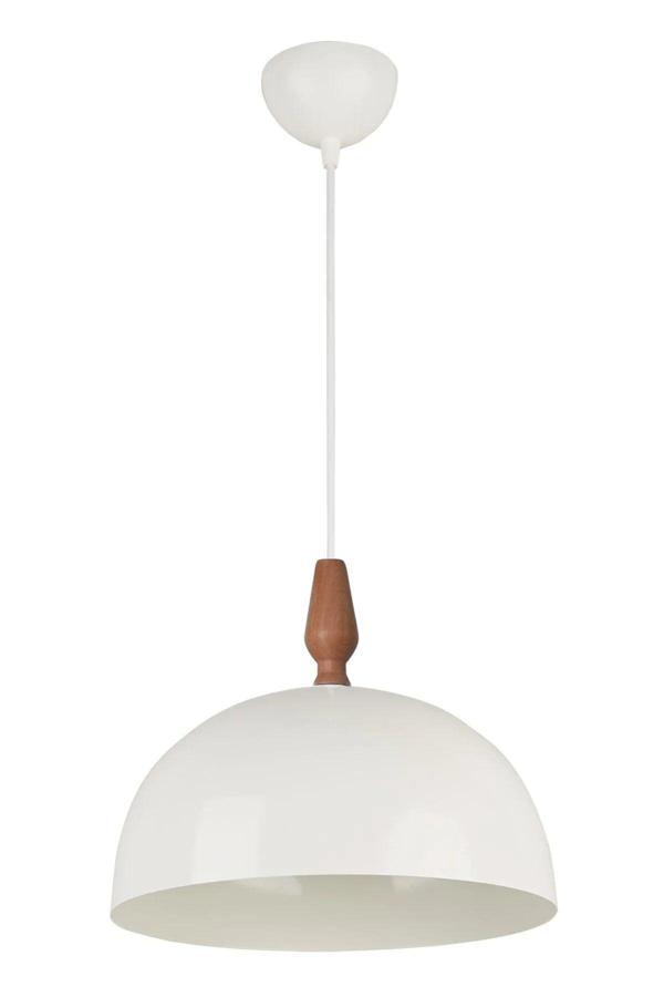 Neo Modern Tasarım Ahşap Detaylı Metal Cafe - Mutfak  Beyaz Renk Tekli Avize (28 CM) - Image 1